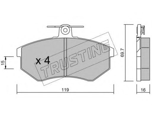 Комплект тормозных колодок, дисковый тормоз TRUSTING 151.2