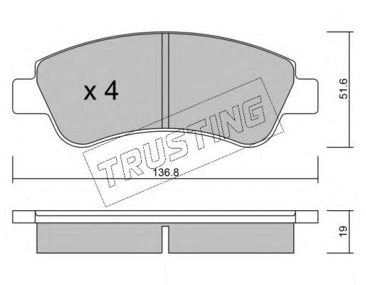 Комплект тормозных колодок, дисковый тормоз TRUSTING 336.0
