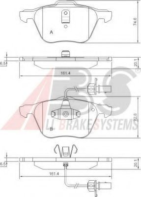 Комплект тормозных колодок, дисковый тормоз A.B.S. 37240 OE