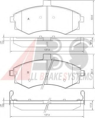 Комплект тормозных колодок, дисковый тормоз A.B.S. 37403 OE