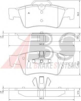 Комплект тормозных колодок, дисковый тормоз A.B.S. 37509