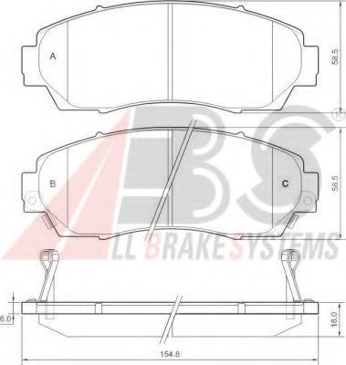 Комплект тормозных колодок, дисковый тормоз A.B.S. 37627