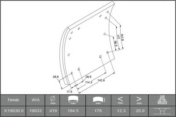 Комплект тормозных башмаков, барабанные тормоза ABEX B2751173