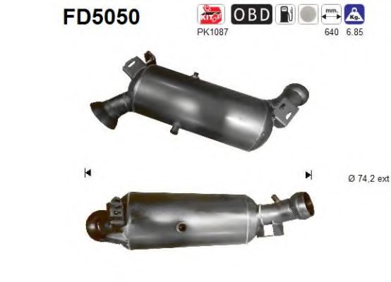 Сажевый / частичный фильтр, система выхлопа ОГ AS FD5050
