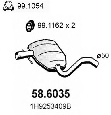 Средний глушитель выхлопных газов ASSO 58.6035