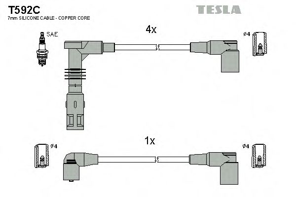 Комплект проводов зажигания TESLA T592C