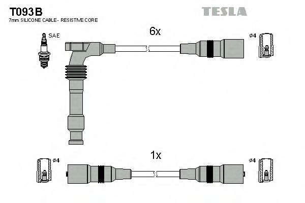 Комплект проводов зажигания TESLA T093B