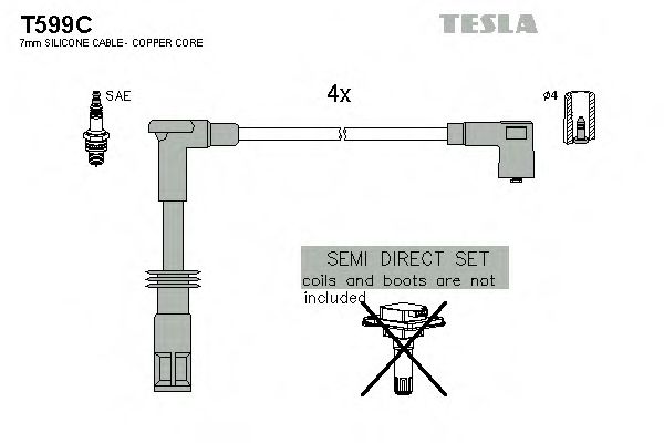 Комплект проводов зажигания TESLA T599C