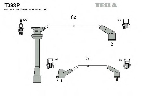 Комплект проводов зажигания TESLA T398P