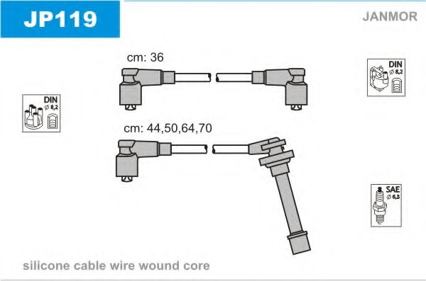 Комплект проводов зажигания JANMOR JP119
