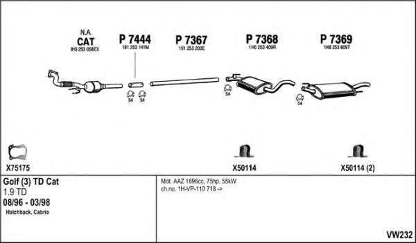Система выпуска ОГ FENNO VW232
