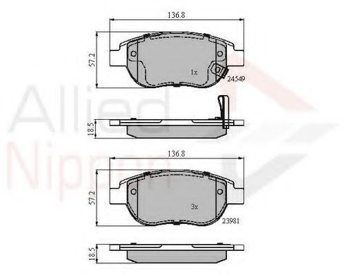 Комплект тормозных колодок, дисковый тормоз COMLINE ADB31038