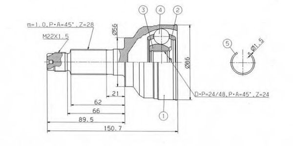 Шарнирный комплект, приводной вал ASHUKI IA-6001