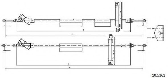 Трос, стояночная тормозная система CABOR 10.5361