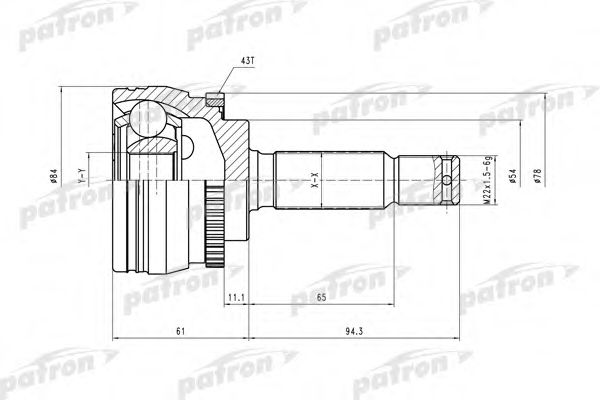 Шарнирный комплект, приводной вал PATRON PCV4324