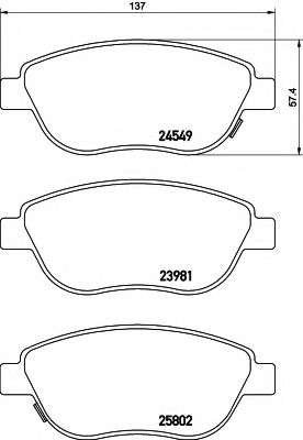 Комплект тормозных колодок, дисковый тормоз HELLA PAGID 25802