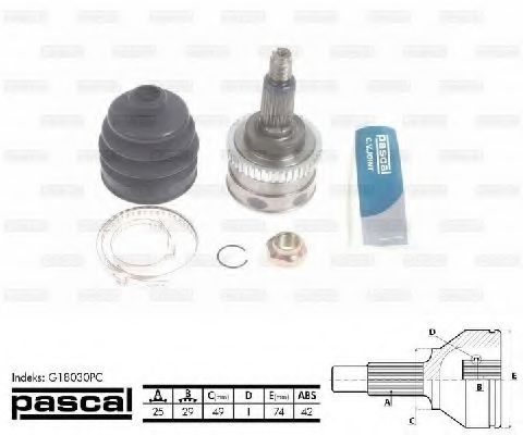 Шарнирный комплект, приводной вал PASCAL G18030PC
