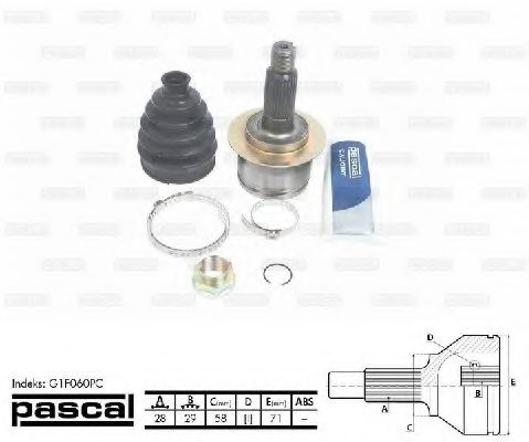 Шарнирный комплект, приводной вал PASCAL G1F060PC