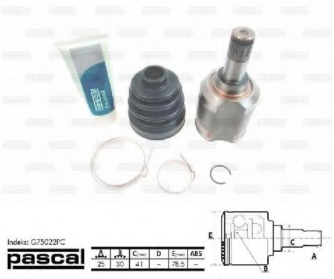 Шарнирный комплект, приводной вал PASCAL G75022PC