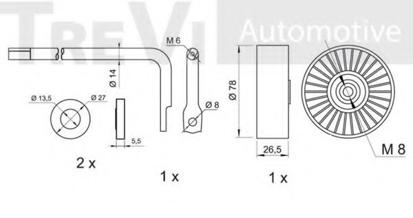 Комплект роликов, поликлиновой ремень TREVI AUTOMOTIVE A1605