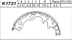 Комплект тормозных колодок ASIMCO K1721