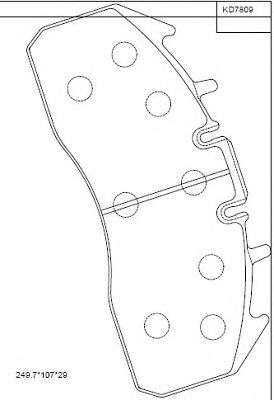 Комплект тормозных колодок, дисковый тормоз ASIMCO KD7809