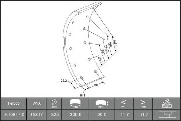 Комплект тормозных башмаков, барабанные тормоза FERODO K15817.0-F3652