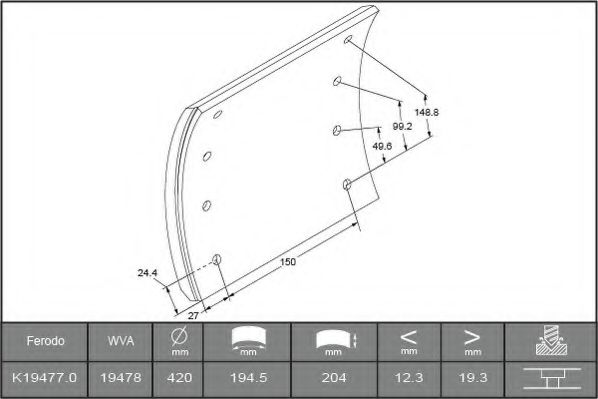 Комплект тормозных башмаков, барабанные тормоза FERODO K19477.0-F3664