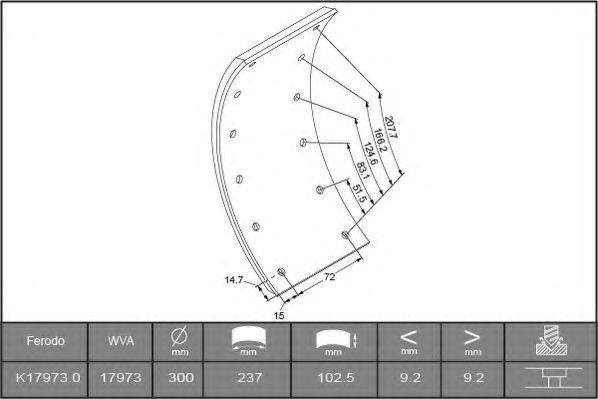 Комплект тормозных башмаков, барабанные тормоза FERODO 17350
