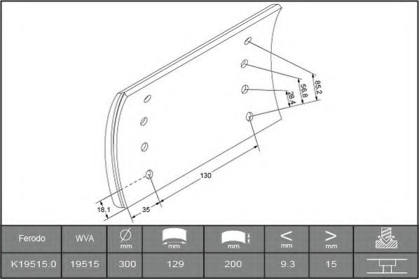 Комплект тормозных башмаков, барабанные тормоза FERODO K19515.0TG