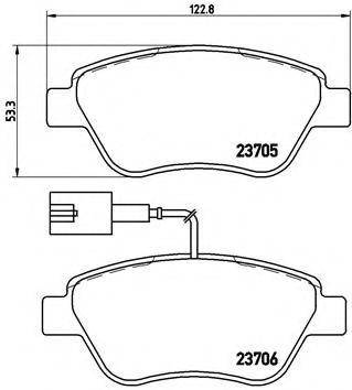 Комплект тормозных колодок, дисковый тормоз BREMBO P 23 085