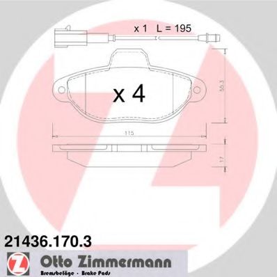 Комплект тормозных колодок, дисковый тормоз ZIMMERMANN 21436.170.3