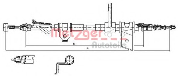 Трос, стояночная тормозная система METZGER 451.11