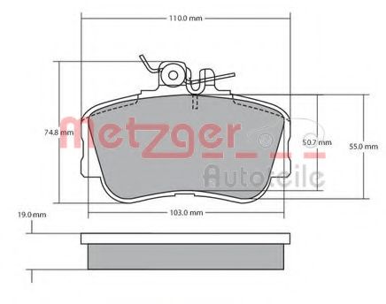 Комплект тормозных колодок, дисковый тормоз METZGER 1170069