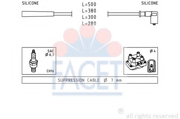 Комплект проводов зажигания FACET 4.7252