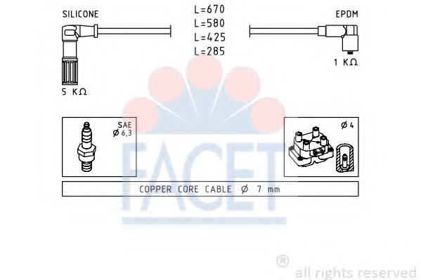 Комплект проводов зажигания FACET 4.8655