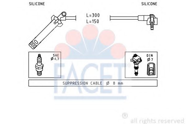 Комплект проводов зажигания FACET 4.9145