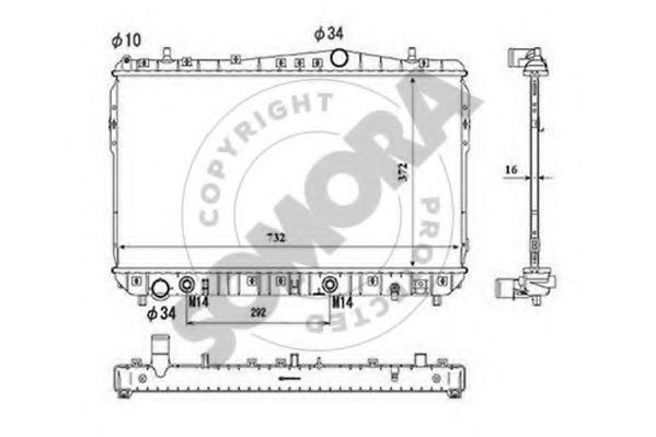 Радиатор, охлаждение двигателя SOMORA 064040A