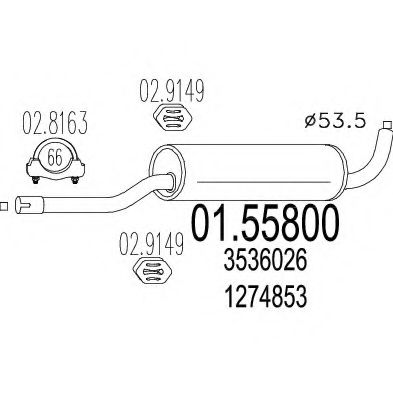 Средний глушитель выхлопных газов MTS 01.55800