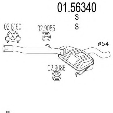 Средний глушитель выхлопных газов TIMAX 240123