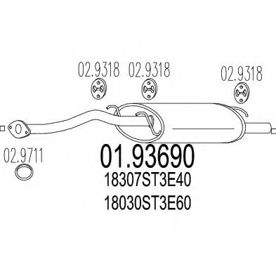 Глушитель выхлопных газов конечный MTS 01.93690