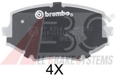 Комплект тормозных колодок, дисковый тормоз A.B.S. 36889S