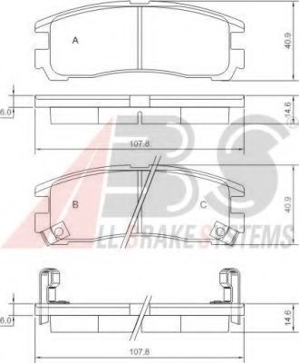 Комплект тормозных колодок, дисковый тормоз A.B.S. 37014 OE