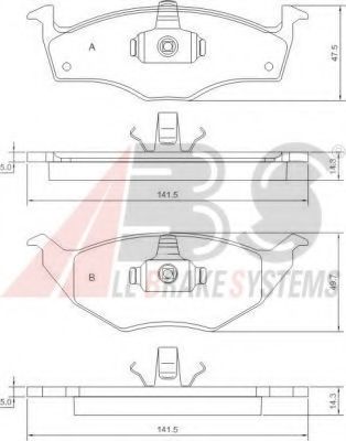 Комплект тормозных колодок, дисковый тормоз A.B.S. 37238 OE