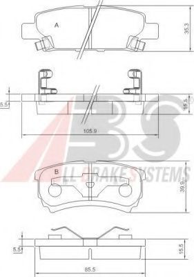 Комплект тормозных колодок, дисковый тормоз A.B.S. 37384 OE