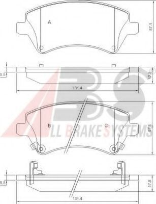 Комплект тормозных колодок, дисковый тормоз A.B.S. 37405 OE