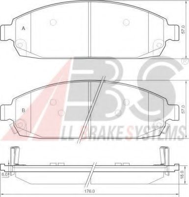 Комплект тормозных колодок, дисковый тормоз A.B.S. 37517 OE