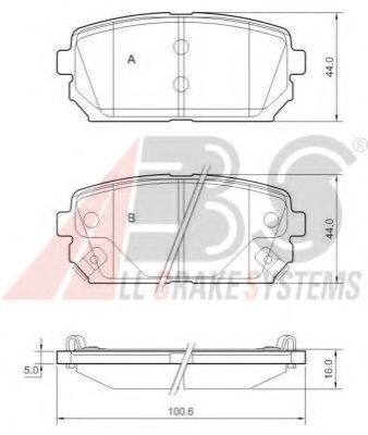 Комплект тормозных колодок, дисковый тормоз A.B.S. 37621 OE