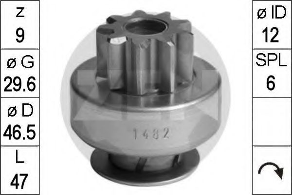 Привод с механизмом свободного хода, стартер ERA 225634