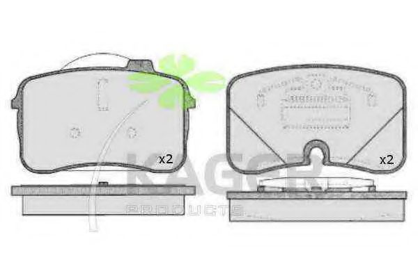 Комплект тормозных колодок, дисковый тормоз KAGER 21306